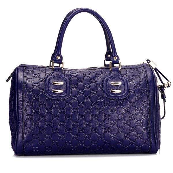 1:1 Gucci 241097 Techno Tag Medium Boston Bags-Blue Leather - Click Image to Close
